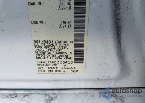 2016 Nissan Altima 2.5 Sl из США, поврежденный, VIN 1N4AL3AP3GC226413